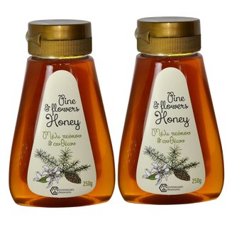 2 x Pinien und Blüten Honig von Rhodos 250 Gramm PET-Drückflasche