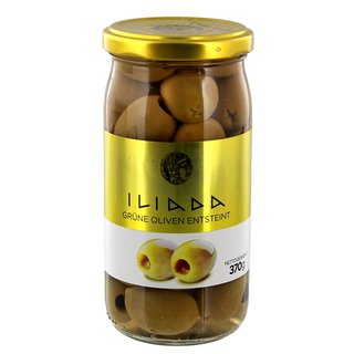 Iliada - griechische grüne Oliven entsteint - 370g / 190g