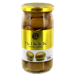Iliada - griechische grüne Oliven mit Stein - 370g / 215g