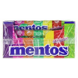 Mentos Rainbow  im 40 Rollen Multipack, fruchtige Kau-Dragees mit Orange + Erdbeer + Apfel + Heidelbeere + Himbeere + Melone + Grapefruit - Geschmack