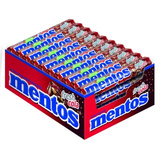 Mentos fresh Cola-Kaubonbons im 40 Rollen Multipack, Kau-Dragees mit Cola - Geschmack