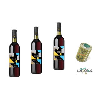 Probierpaket Andreas Dourakis - Dione 3 x 0,75 Ltr. halbtrockener, kretischer Rotwein & Probedose Olivenöl