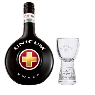 Zwack Unicum im Geschenkpackung 0.7 Ltr. mit einem Glas