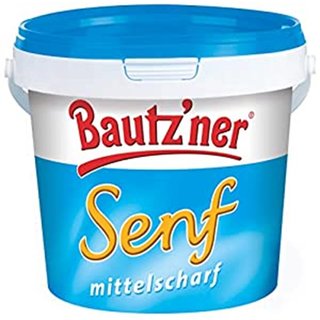 BAUTZ&lsquo;NER Senf mittelscharf &ndash; 1 kg Eimer Mittelscharfer Senf