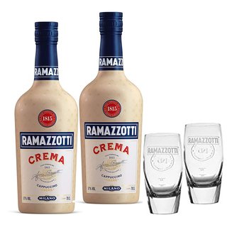 Geschenk-Set Ramazzotti Crema 2 x 0,7 Liter mit 2 original Signature Gläsern